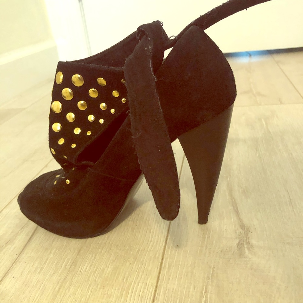 Lace up peep toe booties